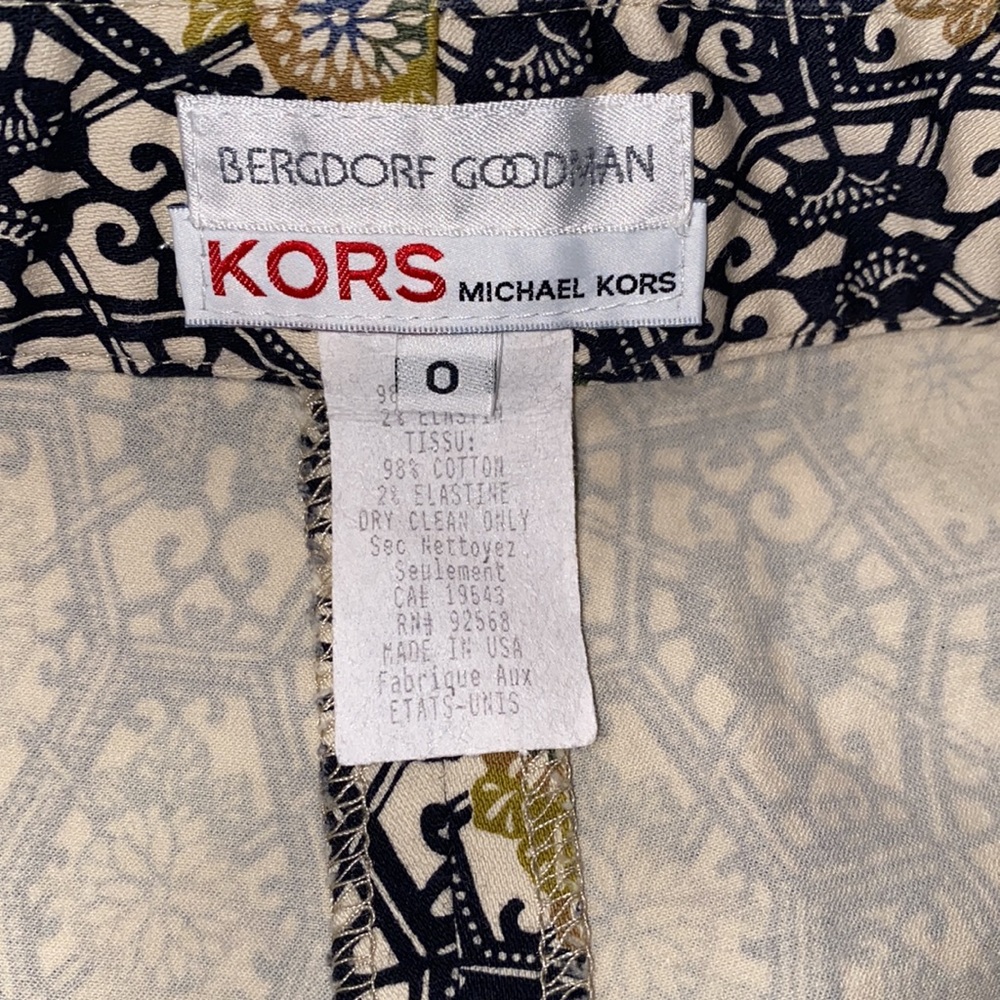 HPπ Michael Kors Bergdorf Goodman vintage pants black Zip yellow green print 0 - Picture 4 of 9